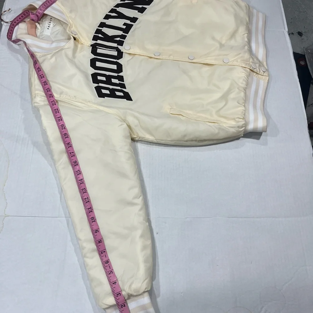 PACSUN CREAM COLOR BROOKLYN BOMBER JACKET - Picture 6 of 9